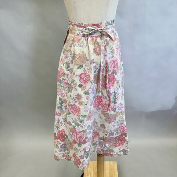 Vintage 70s Skirting the Issue floral wrap skirt one size adjustable knee length - Picture 2 of 16